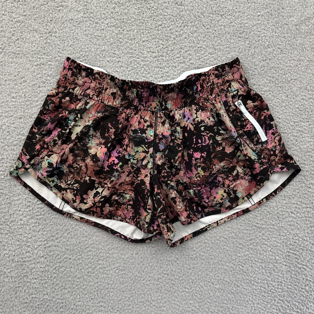 Lululemon Tracker Shorts Low Rise 4" Stencil Blossom Athletic Gym Women's 12